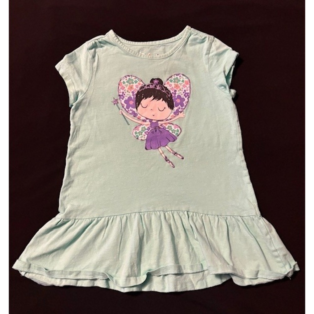 Jumping Beans girls size 7 light teal tunic tee with fairy graphic